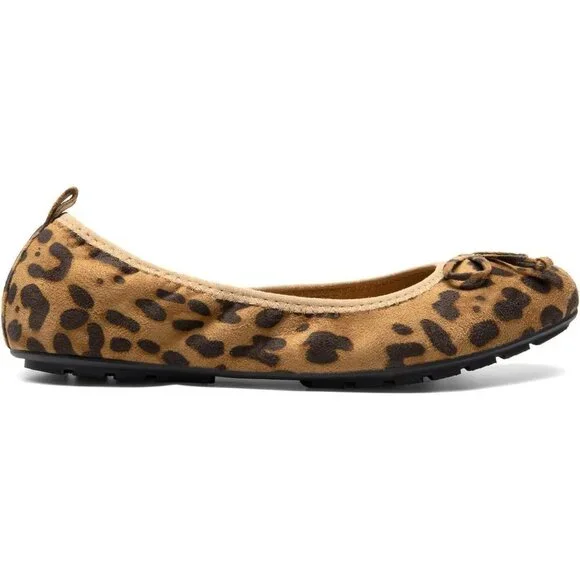 Women's Leopard Flats Foldable Ballet Bowknot Round Toe Comfort Light Weight - Picture 3 of 9